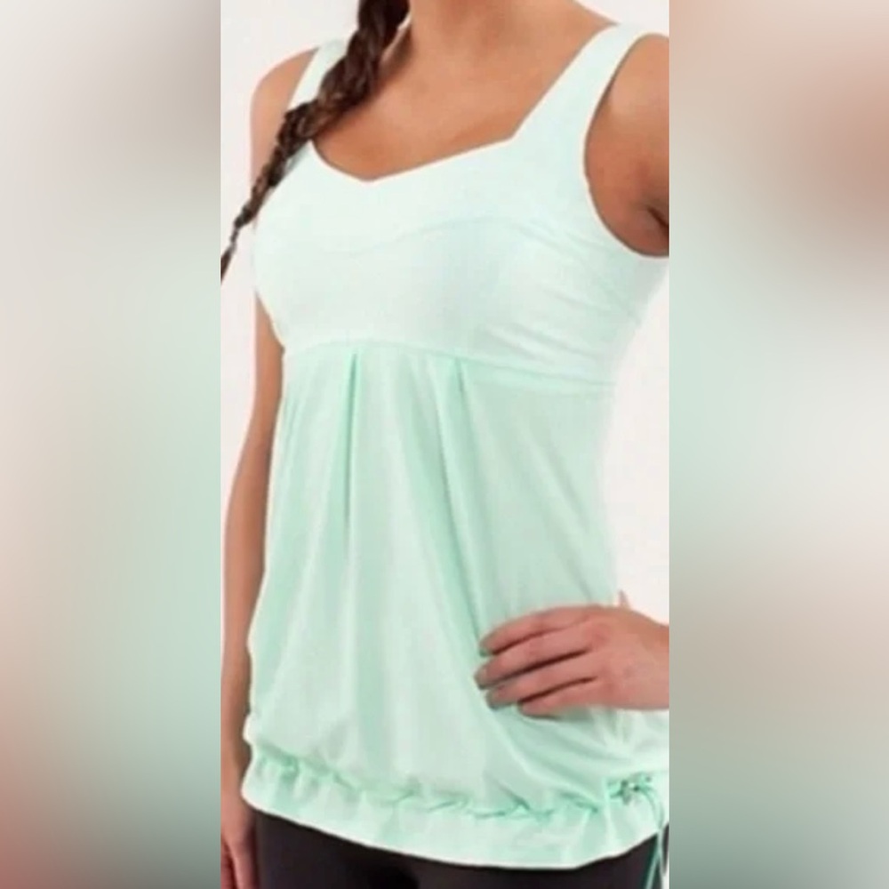 Lululemon Athletica Green Pleated Tank Top